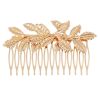 2 Pcs Gold Leaves Metal Hair Combs DIY Bridal Hair Accessories Decorative Mini Side Combs, 3.9 Inches