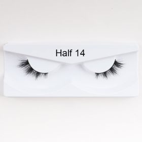 1Pair Mink Half Lashes Soft Thick Eye End Lengthening Faux Eyelashes Natural Long Handmade Eyelash Cross Curl 3D Lash For Makeup (Color: 14)