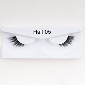 1Pair Mink Half Lashes Soft Thick Eye End Lengthening Faux Eyelashes Natural Long Handmade Eyelash Cross Curl 3D Lash For Makeup (Color: 05)