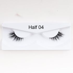 1Pair Mink Half Lashes Soft Thick Eye End Lengthening Faux Eyelashes Natural Long Handmade Eyelash Cross Curl 3D Lash For Makeup (Color: 04)