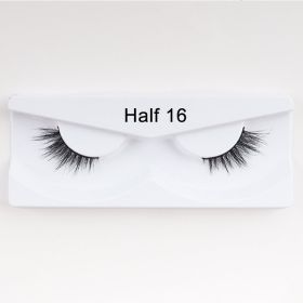 1Pair Mink Half Lashes Soft Thick Eye End Lengthening Faux Eyelashes Natural Long Handmade Eyelash Cross Curl 3D Lash For Makeup (Color: 16)