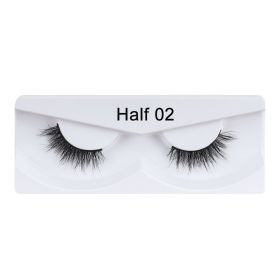 1Pair Mink Half Lashes Soft Thick Eye End Lengthening Faux Eyelashes Natural Long Handmade Eyelash Cross Curl 3D Lash For Makeup (Color: 02)