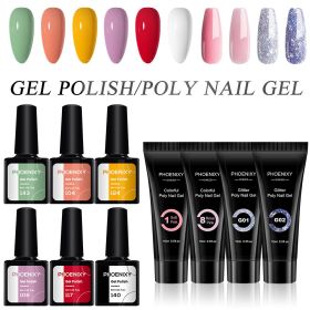 Manicure Set Poly Extension Nail Kit Gel Nails Complete Kit Gel For Extension Semi Permanent UV Varnish Kit Nail Tools Sets (Color: 10PC Gels Set1)