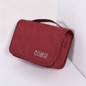 Travel Hanging Toiletry Bag Travel Kit Shaving Bag Waterproof Large Makeup Bag Wash Bag Makeup Organizer Cosmetic Case Puffy Makeup Cosmetic Bag Organ (Color: Red)