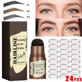 Eyebrow Stamp Stencil Kit, 24 Pc Eyebrow Shaping Stencils, Long-lasting Eyebrow Brow Definer, Perfect Make-up Reusable Kit (Color: Dark Brown+24 Cards)