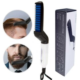 Hair Straightener Men Multifunctional Comb Curling Electric Brush Professional Hair Comb Brush Beard Straightener Hair Curler Fast Heating Styling Too (default: default)