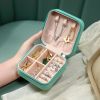 Portable Jewelry Storage Box Travel Earrings Necklace Ring Display Case Leather Storage Organizer Earring Holder Organizer